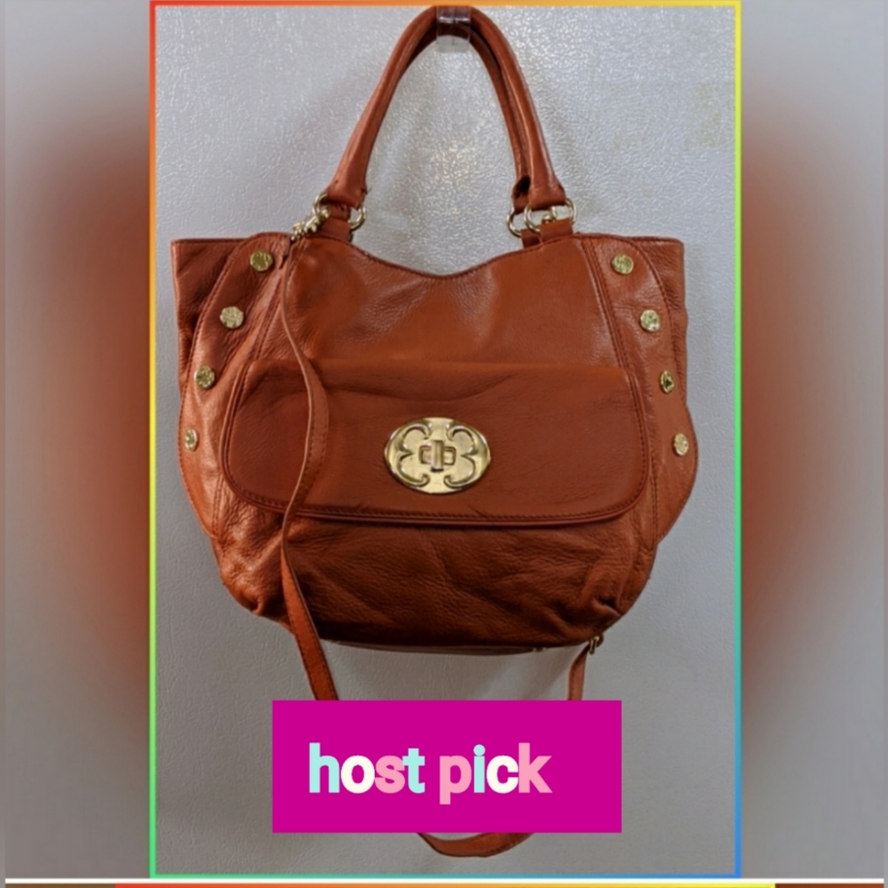 EMMA FOX ORANGE LEATHER SHOULDER BAG